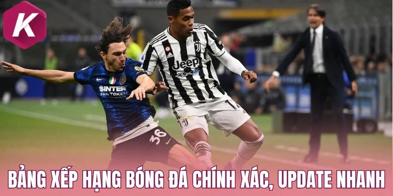 Bảng xếp hạng bóng đá chính xác, update nhanh