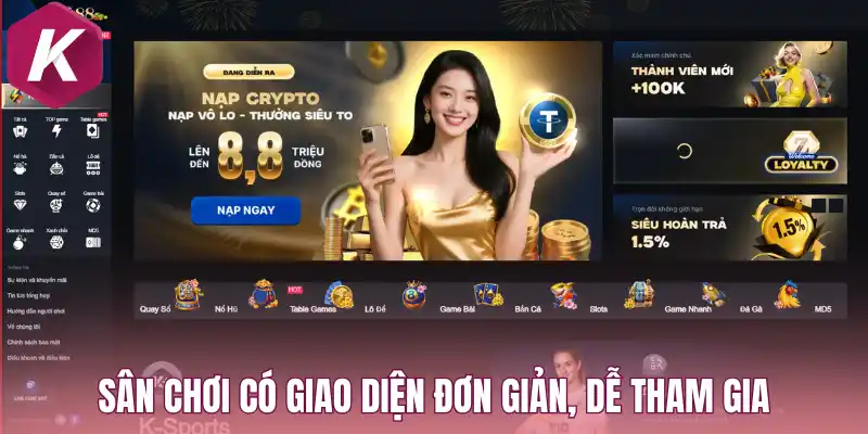 Sân chơi Zo88 có giao diện đơn giản, dễ tham gia